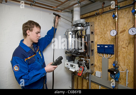 A central heating installation is being inspected, Viersen, Germany Stock Photo