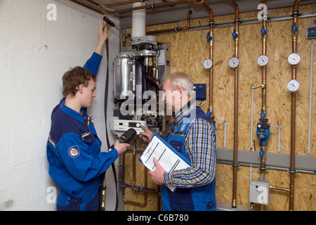 A central heating installation is being inspected, Viersen, Germany Stock Photo
