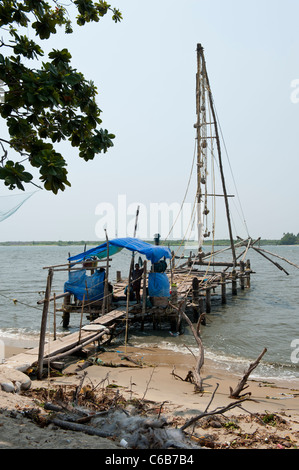 The Chinese Fishing Nets in Fort Cochin or Kochi, Kerala, India Stock Photo