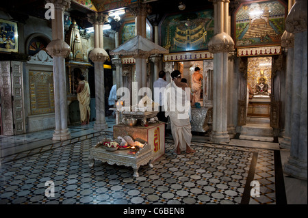 Inside Babu Amichand Panalal Adishwarji Jain Temple in Malabar Hill Mumbai, India Stock Photo