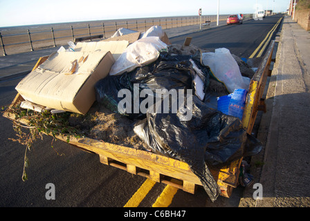 Skip on a road next to the beach Stock Photo