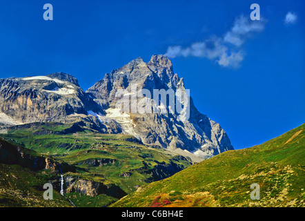 Matterhorn (in Italian, Monte Cervino; in French, Mont Cervin),seen from Cervinia. Stock Photo