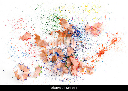 colored debris from sharpening pencils Stock Photo