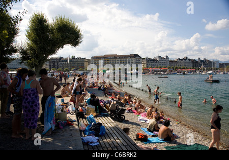 Bains des Paquis in Geneva - Switzerland Stock Photo