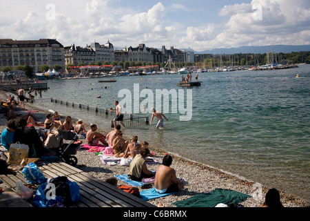 Bains des Paquis in Geneva - Switzerland Stock Photo