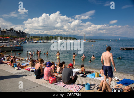 Bains des Paquis in Geneva - Switzerland Stock Photo