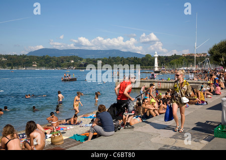 Bains des Paquis in Geneva - Switzerland Stock Photo