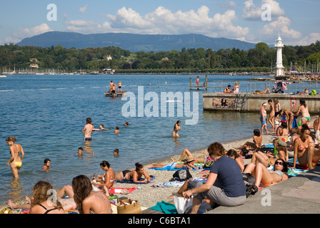 Bains des Paquis in Geneva - Switzerland Stock Photo