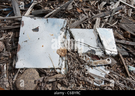 broken mirror on ground Stock Photo