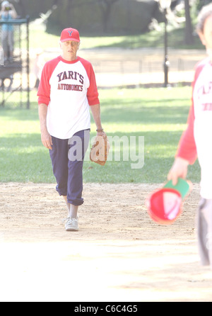 Larry David is seen playing baseball as he films the new season of 'Curb Your Enthusiasm'. New York City, USA - 27.07.10 JDH Stock Photo