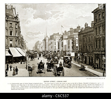 Oxford Street Looking East, London, 1897 Victorian photo, Marshall & Snelgrove to the left, New Bond Street on the right Stock Photo