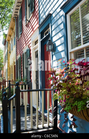 Colorful homes, Mill Hill neighborhood of Trenton, New Jersey Stock Photo