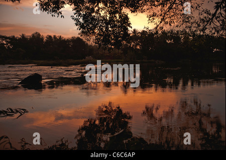 River Cauveri in its course at Srirangapatna at dusk -Karnataka-India. Stock Photo