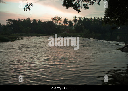 River Cauveri in its course at Srirangapatna at dusk -Karnataka-India. Stock Photo