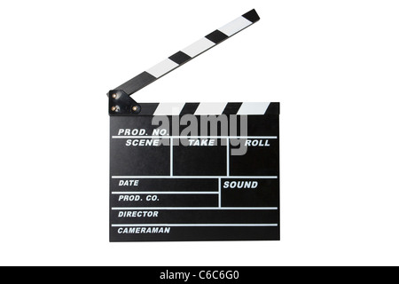 clapperboard isolated on a white background closed Stock Photo