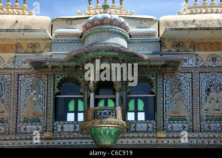 Balcony inside City Palace Udaipur Rajasthan India