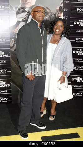 Samuel L. Jackson and LaTanya Richardson attend the NY movie premiere of 'The Other Guys' at the Ziegfeld Theatre New York Stock Photo