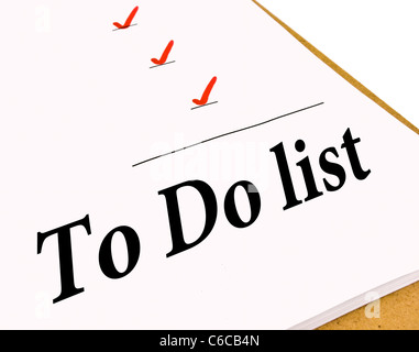 To Do list with check marks isolated on white Stock Photo