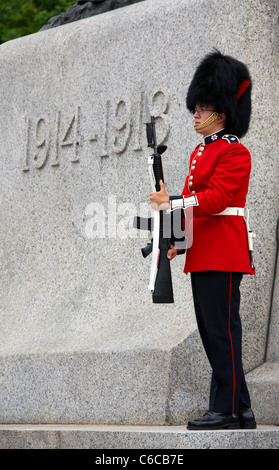 A soldier in the Canadian army on ceremonial duty at the WW1 monument in Ottawa, the capitol city of Canada Stock Photo