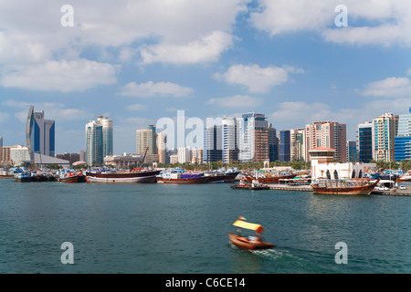 Dubai Creek (Khor Dubai), Dhow Wharfage and commercial centre, Deira, Dubai, United Arab Emirates, Middle East