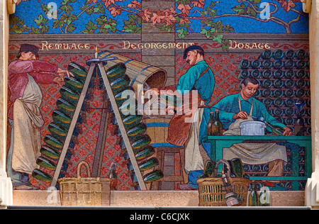 Reims, mosaics of the cooperative Jacquart Stock Photo