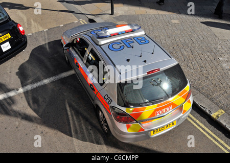 Aerial view looking down from above Metropolitan Police patrol car ...