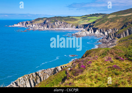 View of the North Devon coastline towards Rockham Bay and Bull Point, near Woolacombe and Morthoe, Devon, England, UK Stock Photo