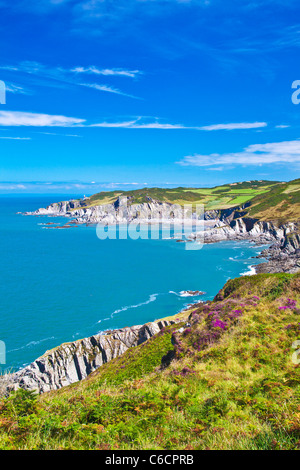 View of the North Devon coastline towards Rockham Bay and Bull Point, near Woolacombe and Morthoe, Devon, England, UK Stock Photo