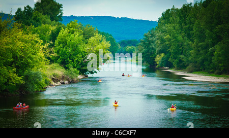 Canoeing on the Dordogne River at La Roque-Gageac France Stock Photo