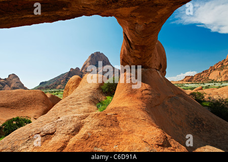 the arch at Spitzkoppe, mountain landscape of granite rocks, Matterhorn of Namibia, Namibia, Africa Stock Photo