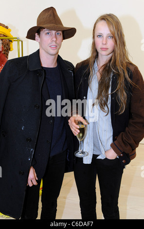 Johnny Borrell and Edie Campbell Newspeak: British Art Now Part I - private view held at The Saatchi Gallery. London, England - Stock Photo