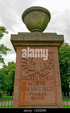 Denkmal auf dem Schlachtfeld von Fehrbellin in der Mark Brandenburg; Monument at the Battlefield of Fehrbellin Stock Photo