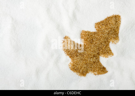 Christmas tree made of sugar crystals in the white sugar Stock Photo