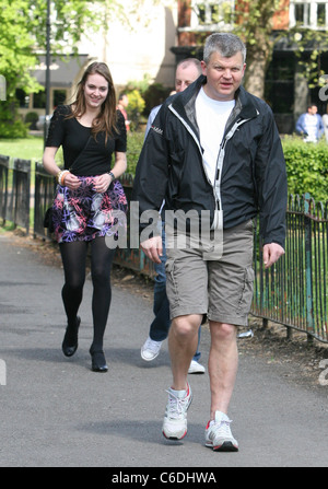 Adrian Chiles seen out and about in Chiswick with a female companion and a friend London, England - 01.05.10 Stock Photo