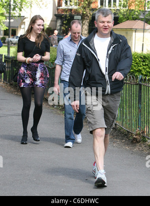 Adrian Chiles seen out and about in Chiswick with a female companion and a friend London, England - 01.05.10 Stock Photo