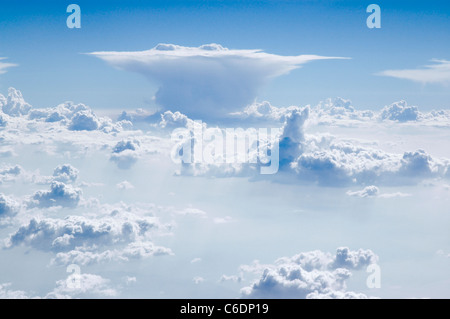 A cumulonimbus thunder cloud hovers ominously over the Mediterranean Sea Stock Photo