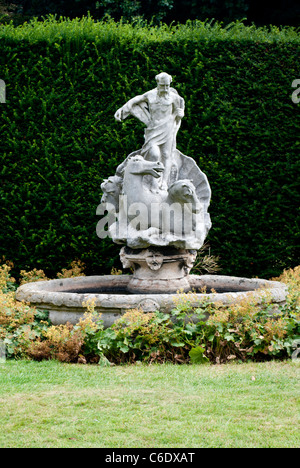 Ornate garden water feature in the grounds of Renishaw Hall, home of the Sitwell family, near Sheffield, England, UK Stock Photo