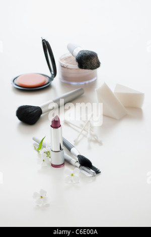 Various cosmetics on white background Stock Photo
