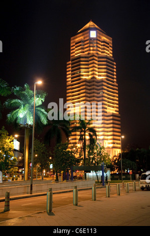 Office building illuminated at night, Kuala Lumpur, Malaysia, Southeast Asia, Asia Stock Photo