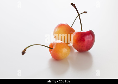 Fresh cherries on white background Stock Photo