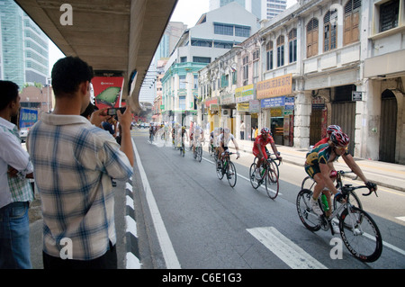 Racing cyclists at Langkawi Malaysia 2010, Kuala Lumpur, Malaysia, Southeast Asia, Asia Stock Photo
