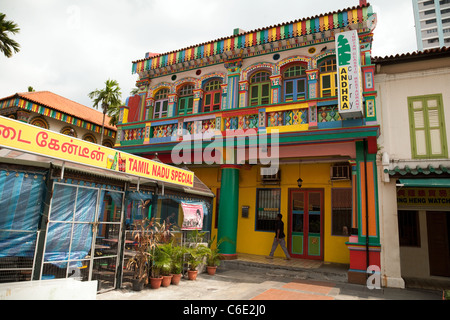 The villa of Tan Teng Niah, a traditional colourful chinese house in the district of Little India, Singapore Asia Stock Photo