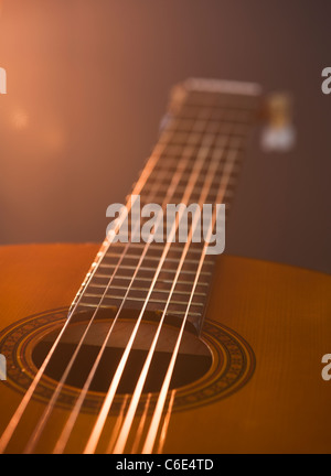 Close up of acoustic guitar Stock Photo