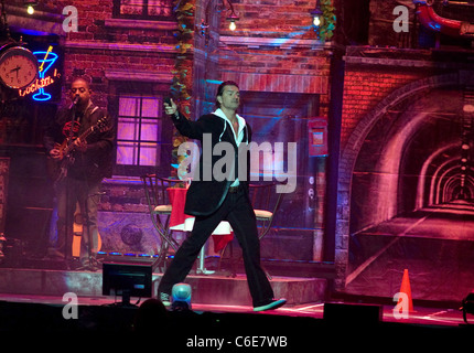 Ricardo Arjona performs live as part of a special Valentine's concert at the Jose Miguel Agrelot Coliseum Hato Rey, Puerto Rico Stock Photo