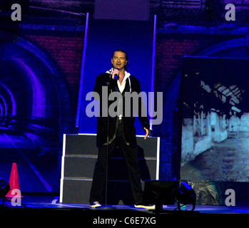 Ricardo Arjona performs live as part of a special Valentine's concert at the Jose Miguel Agrelot Coliseum Hato Rey, Puerto Rico Stock Photo