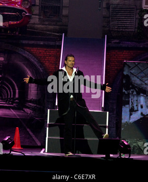 Ricardo Arjona performs live as part of a special Valentine's concert at the Jose Miguel Agrelot Coliseum Hato Rey, Puerto Rico Stock Photo