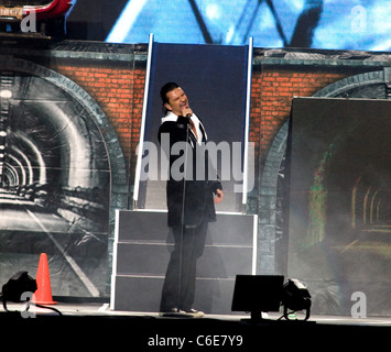 Ricardo Arjona performs live as part of a special Valentine's concert at the Jose Miguel Agrelot Coliseum Hato Rey, Puerto Rico Stock Photo