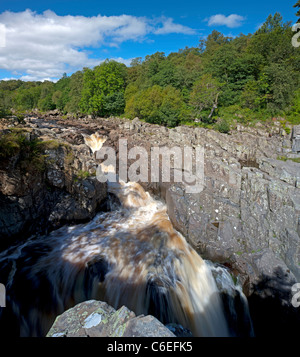 Gushing water of the River Tees, over High Force Waterfall in Teesdale, County Durham Stock Photo