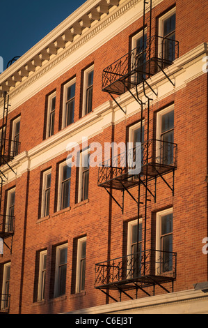 USA, Nevada, Goldfield, Building exterior with fire escapes Stock Photo
