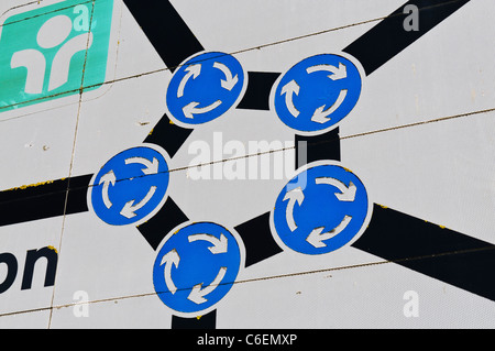 'The Magic Roundabout' in Swindon - a series of 5 small roundabouts making up a larger one. Voted the scariest UK road junction. Stock Photo